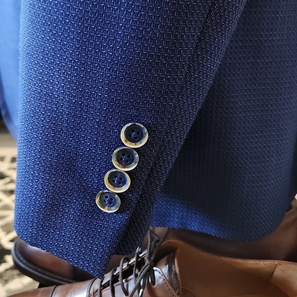 TALLIA Royal Men's Blue Blazer with Patterned Lining Size 48L - Picture 3 of 10